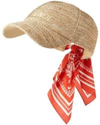 Fendi - Logo Embroidered Scarf-Detailed Baseball Cap - Lyst