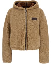 Gucci - Reversible Shearling Jacket With Hood And Logo Patch On The Front - Lyst