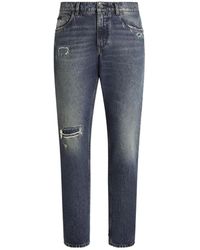 Dolce & Gabbana - Faded Jeans With Logo Plaque - Lyst