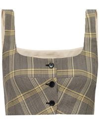 Marni - Check Pattern Cropped Tank Top - Lyst