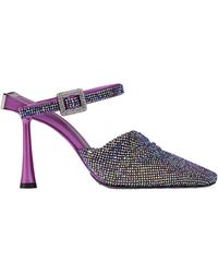 Benedetta Bruzziches - Crystal-Embellished Silk-Satin And Leather Pumps - Lyst