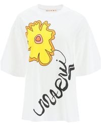 Marni - Floral-Print T-Shirt - Lyst