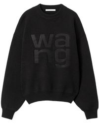 T By Alexander Wang - Alexander Wang Logo Detailed Knit Sweater - Lyst
