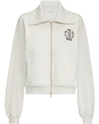 Brunello Cucinelli - Cotton Smooth French Terry Sweatshirt With Zip And Embroidered Logo - Lyst