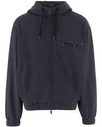 Emporio Armani - Logo-Embroidered Zip-Up Hoodie - Lyst