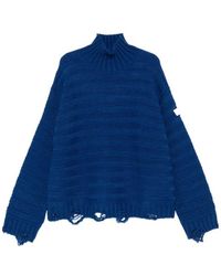 MM6 by Maison Margiela - High-Neck Drop-Shoulder Distressed Jumper - Lyst
