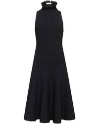 Alaïa - Alaïa Ribbed Knit Curled High-Neck Dress - Lyst