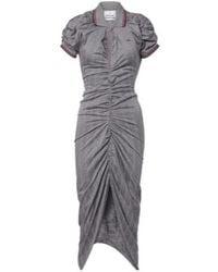 Vivienne Westwood - Pulling Striped Ruched Cotton Midi Dress - Lyst