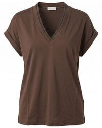 Brunello Cucinelli - T-Shirt With 'Precious' Neckline - Lyst