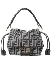 Fendi - Dark Ff Flocked Denim Mini-Bag - Lyst
