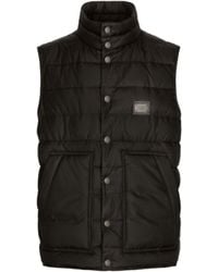 Dolce & Gabbana - Logo Plaque High-Neck Padded Gilet - Lyst