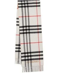 Burberry - Checked Pattern Fringe Detailed Scarf - Lyst