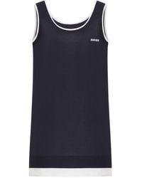 Miu Miu - Knit And Poplin Mini-Dress - Lyst