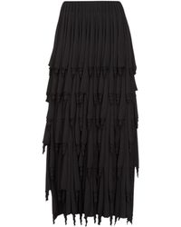 Alaïa - Layered Fringed Midi Skirt - Lyst