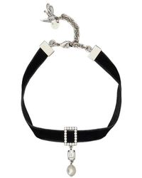 Roger Vivier - Velvet Rv Pearl Necklace - Lyst