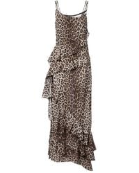 JACQUES WEI - Leopard-Print Draped Silk Maxi Dress - Lyst