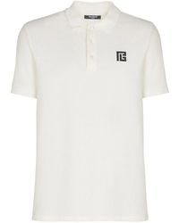 Balmain - Cotton Monogram Polo Shirt - Lyst