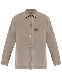 Ferragamo - Ferragamo Logo Patch Buttoned Denim Shirt - Lyst
