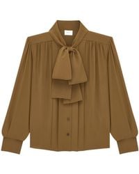 Saint Laurent - Lavallière Padded Shoulder Blouse - Lyst