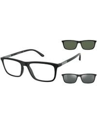 Emporio Armani - Rectangular Frame Clip-On Glasses - Lyst