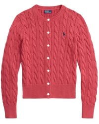 Polo Ralph Lauren - Cable-Knit Cotton Crewneck Cardigan - Lyst