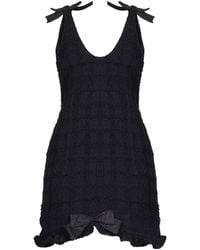 Alessandra Rich - Bow Embellished Check Tweed Bouclé Mini Dress - Lyst