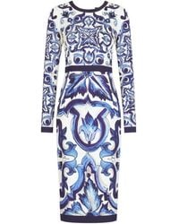 Dolce & Gabbana - Silk-blend Majolica Print Midi Dress - Lyst