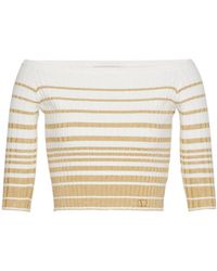 Valentino - Striped Off-Shoulder Cropped Top - Lyst