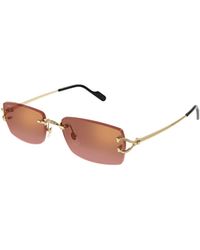 Cartier - Rectangle-Rimless Sunglasses - Lyst