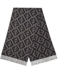 Fendi - Logo Jacquard Fringed Scarf - Lyst