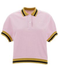 Marni - Logo Embroidered Stripe-Detail Polo Shirt - Lyst