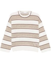 Brunello Cucinelli - Striped Knitted Sweater - Lyst