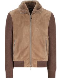 Moorer - Shearling Collar Zip-Up Jacket - Lyst