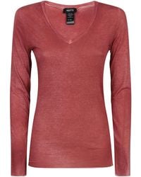 Avant Toi - V-Neck Long Sleeve Top - Lyst