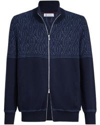 Brunello Cucinelli - Jacquard Cable Cotton Cardigan - Lyst