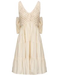 Pinko - Maxi Bow Detailed Open Knit Mini Dress - Lyst