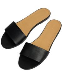 The Row - Signum Flat Leather Slide Sandals - Lyst