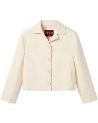 Gucci - Gg Wool Silk Crêpe Jacquard Jacket - Lyst