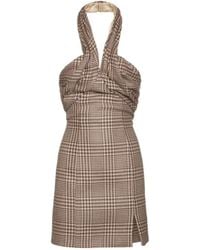 GIUSEPPE DI MORABITO - Prince Of Wales Wool Halter Neck Dress - Lyst