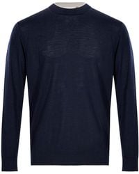 Eleventy - Contrast-Trim Fine-Knit Sweater - Lyst