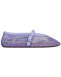 Alaïa - Alaïa Buckle Strap Fishnet Ballet Flats - Lyst