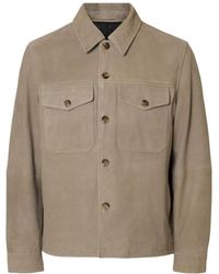 SELECTED - Pockets Button Suede Jacket - Lyst