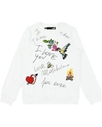 Moschino - Printed Round Collar Long-Sleeved Sweater - Lyst