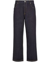 Fendi - Crest Embroidered Straight-Leg Jeans - Lyst