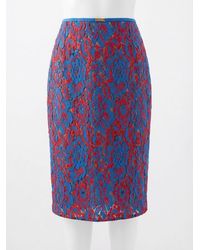 Gucci - Floral Lace Wool Skirt - Lyst