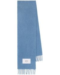 Maison Kitsuné - Maison Kitsuné Logo Patch Fringed Knit Scarf - Lyst