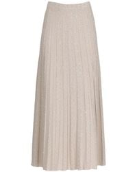 D.exterior - Pleated Patterned Midi Skirt - Lyst