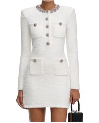 Self-Portrait - Trim Embellished Knit Mini Dress - Lyst