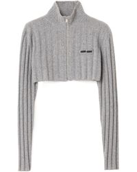 Miu Miu - Cropped Wool And Cashmere Cardigan - Lyst