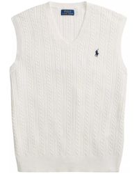 Polo Ralph Lauren - Sleeveless Featherweight Cable Knit V-Neck Sweater Vest - Lyst